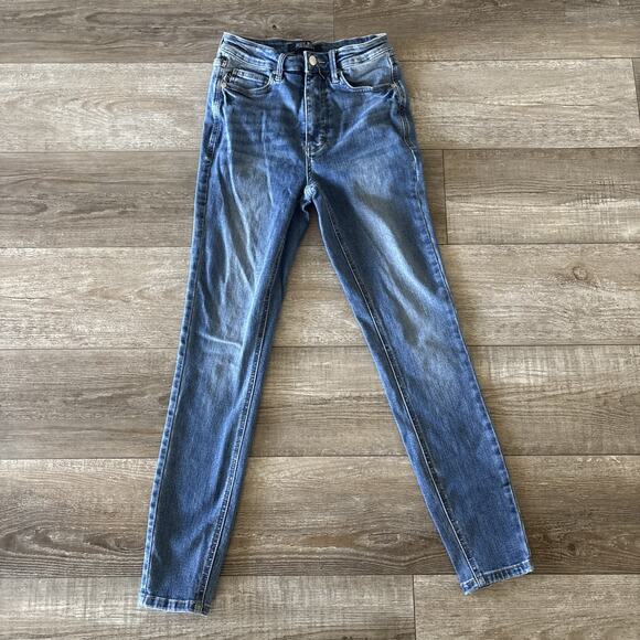 Judy Blue Denim - Judy Blue Jeans Size 3/26 Blue Skinny Mid Rise Whisker Stretch Normcore Denim